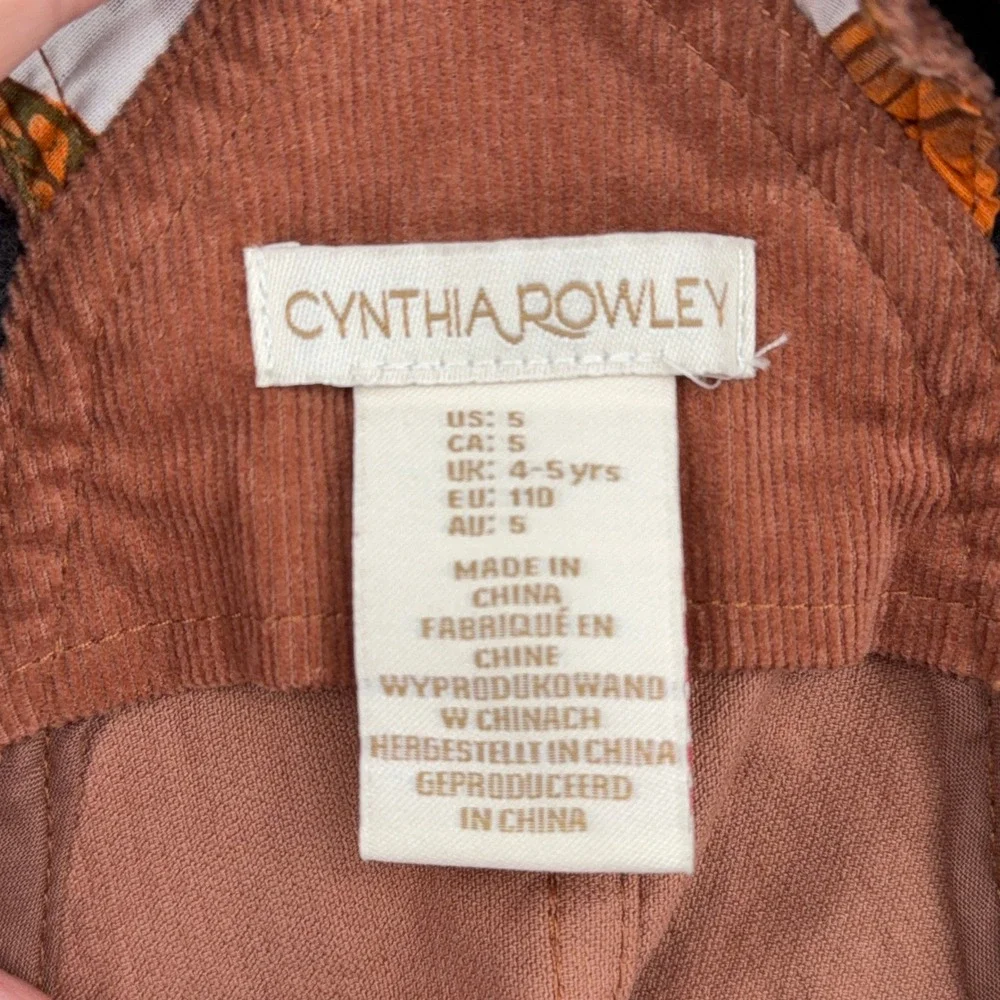 Cynthia Rowley Pinafore Jumper Dress Girls Size‎ 5 Corduroy Rust Orange